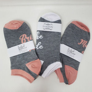 NEW Bridal Socks Lot Of 3 Bride‎ Bridesmaid Maid Of Honor Gray Ankle US Size 5-8